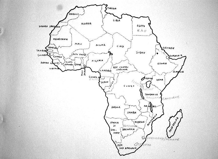 Vecchia carta geografica dell'Africa