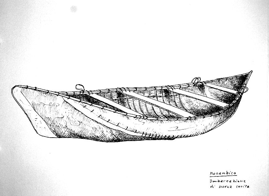 Mozambico - imbarcazione di scorza cucita