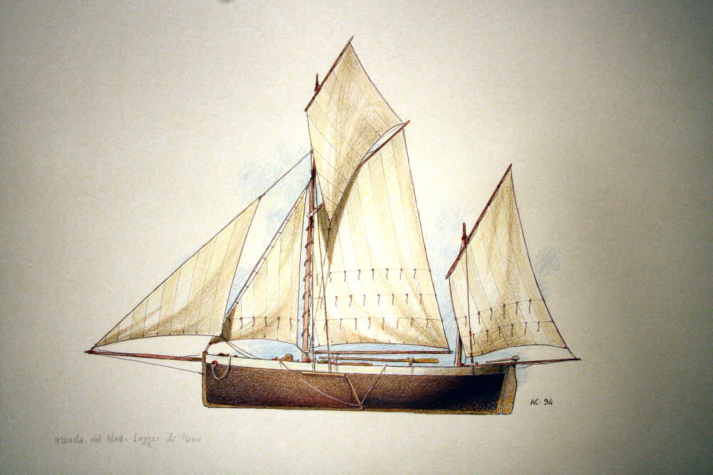 Drawing of Manx lugger