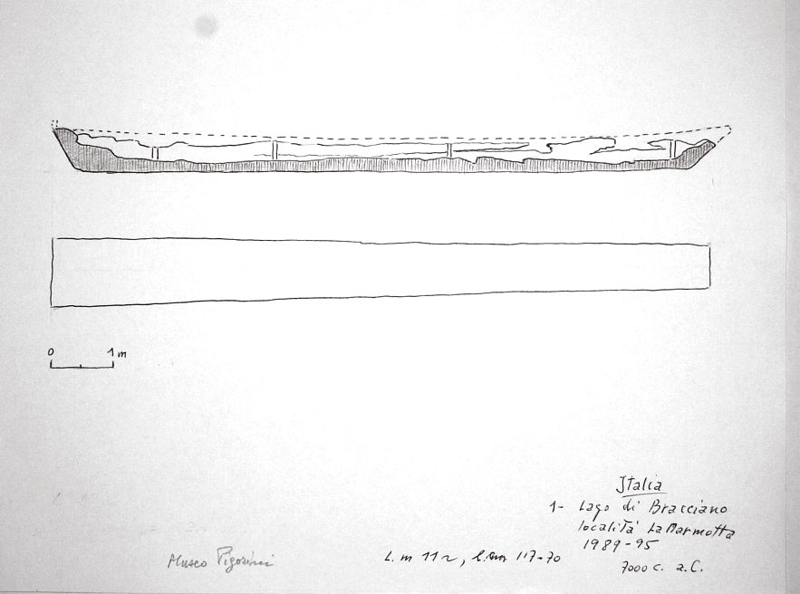 Italia - Lago di Bracciano, località La Marmotta 1989-95. L m 11 ~, l cm 117-70, 7000 a.C. - Museo Pigorini