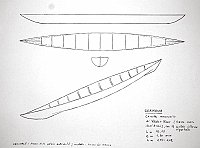  Germania - canotto monossile di Vaaler Moor (basso corso dell'Elba), con 11 costole interne riportate. Originale: Museo delle patrie antichità; modello: Museo di Altona. L 12,28  l 1,30 max  h 0,57-0,62