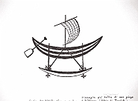  Isola dei Ladroni - l'immagine più antica di una piroga a bilanciere (diario di Pigafetta - Codice della Biblioteca nazionale di Parigi)