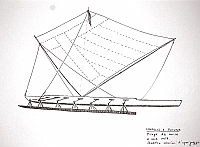  Isole Wallis e Futuna - piroga da corsa a una vela. Quattro uomini di equipaggio