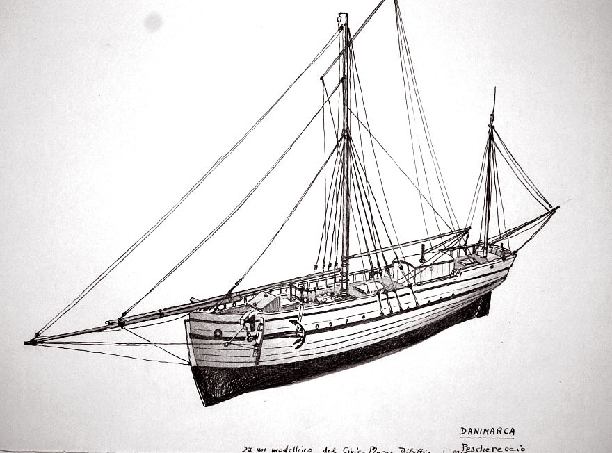 Danimarca - peschereccio, da un modellino del Civico Museo Didattico di Milano