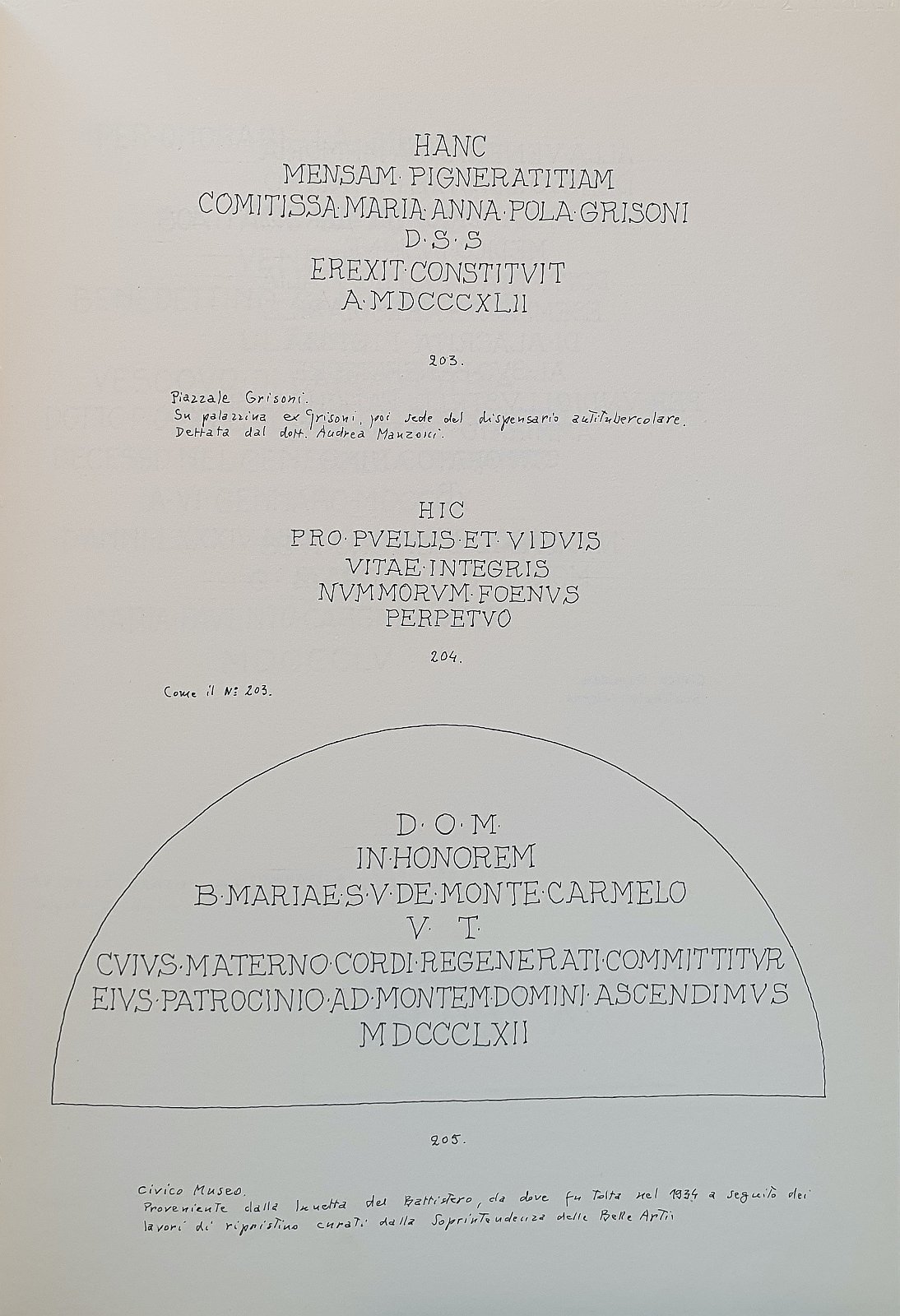 123 Grisoni 203 e 204 Civico Museo 205