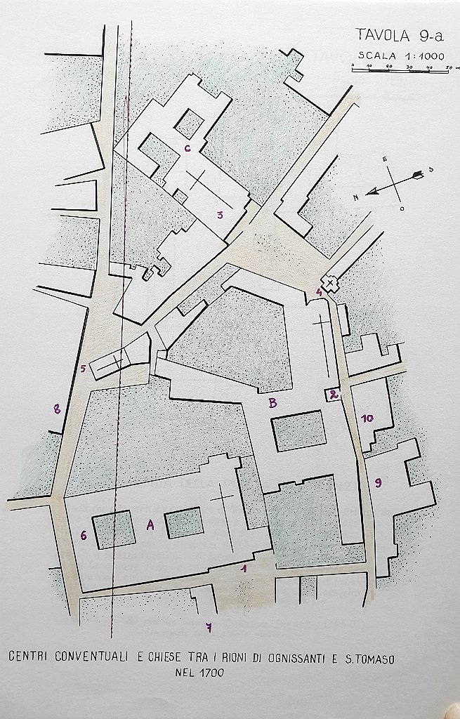 Centri conventuali e chiese tra i rioni di Ognissanti e S. Tomaso nel 1700