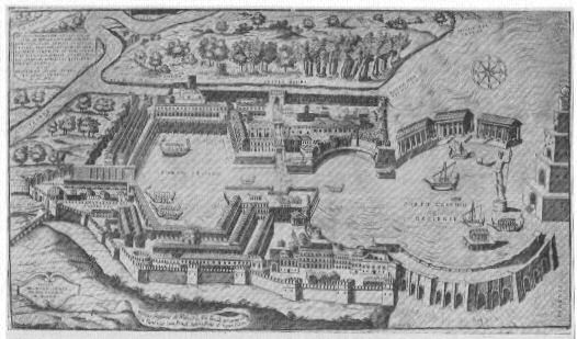ricostruzione grafica dei porti degli imperatori Traiano e Claudio