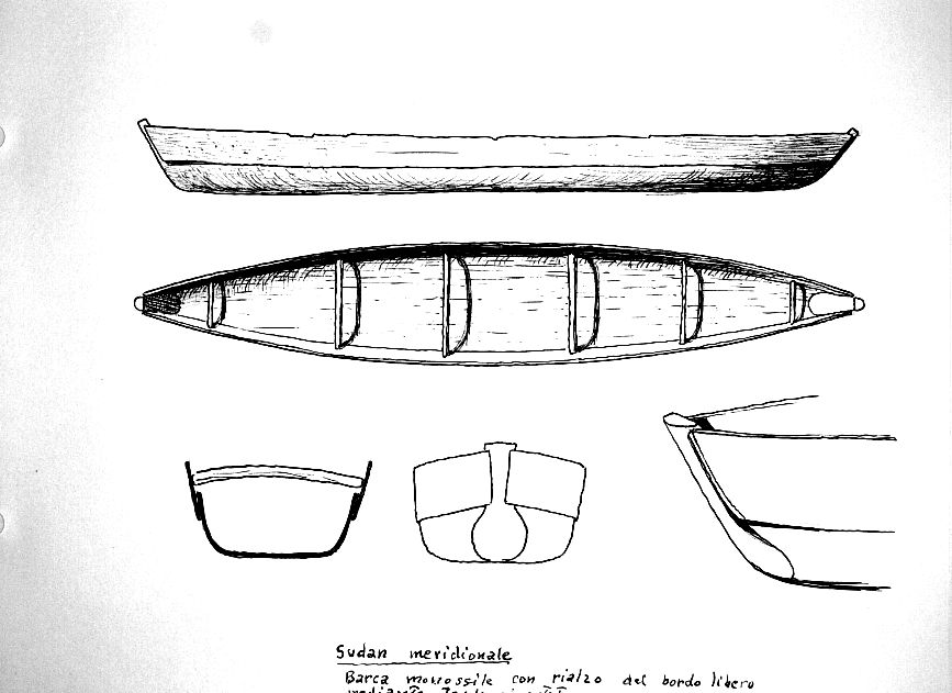 Sudan meridionale - barca monossile con riazlo del bordo libero mediante tavola riportata