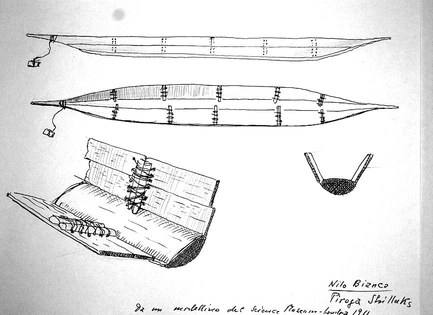 Nilo Bianco - piroga shilluks - da un modellino del Science Museum di Londra, 1911