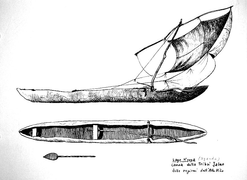 Uganda - Lago Kyoga - canoa della tribù Jalno delle regioni dell'Alto Nilo