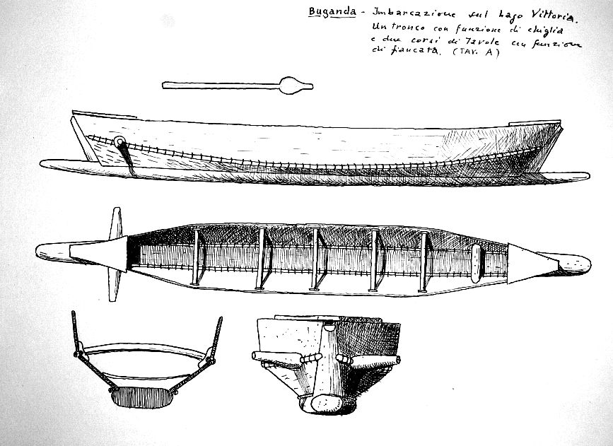 Uganda - imbarcazione  sul Lago Vittoria. Un tronco con funzione di chiglia e due corsi di tavole con funzione di fiancata