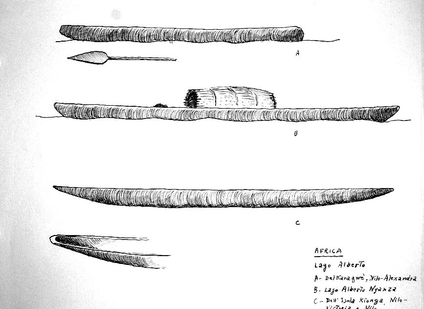 Africa - Lago Alberto - A)  del Karagwè, Nilo Alexandria   B) Lago Alberto Nyanza   C) dell'Isola Kionga, Nilo Victoria e Nilo