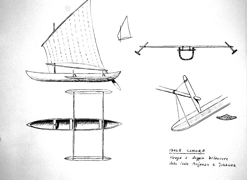 Isole Comore - piroga a doppio bilancere delle isole Anjouan e Johanna