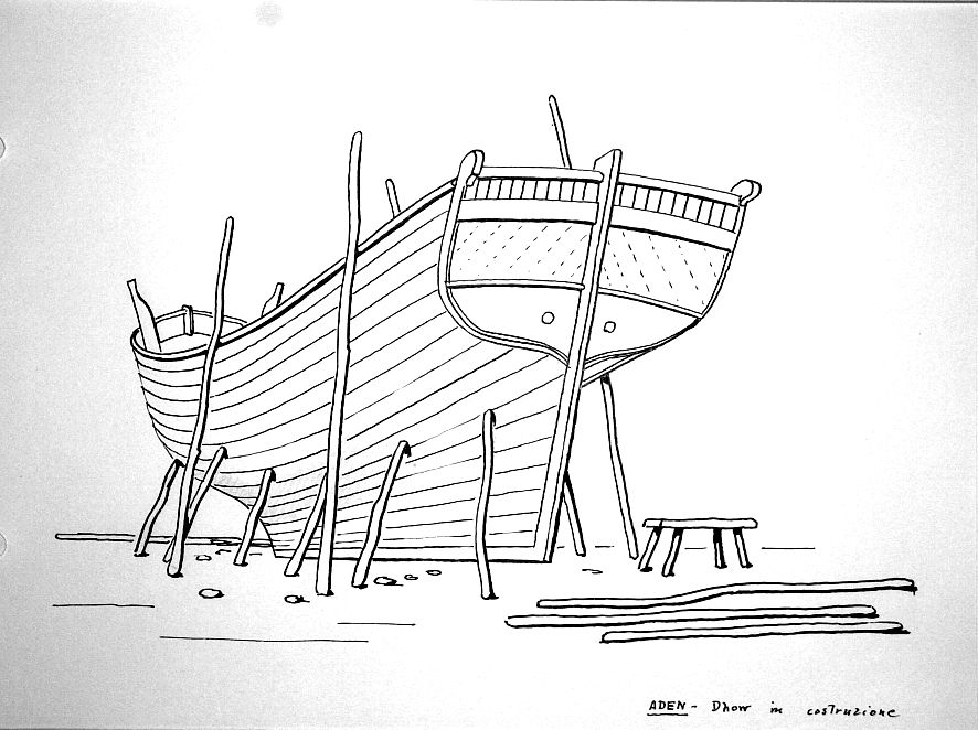 Aden - dhow in costruzione