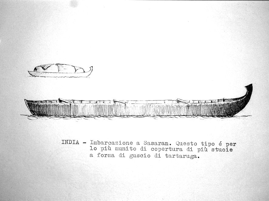 India - imbarcazione a Sasaram. Questo tipo è per lo più munito di copertura di più stuoie a forma di guscio di tartaruga