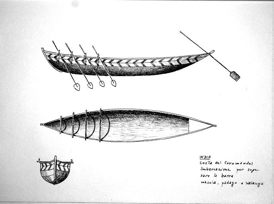 India - Costa del Coromandel - imbarcazione per superare la barra - masula, padagu o salaugu