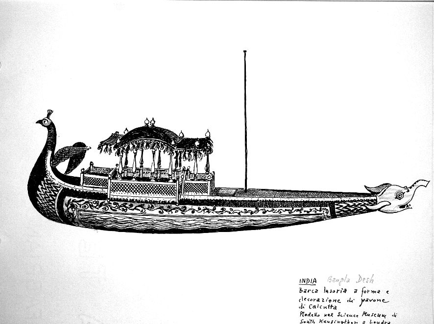 India - barca lusoria a forma e decorazione di pavone di Calcutta. Modello del Science Museum di South Kensington a Londra