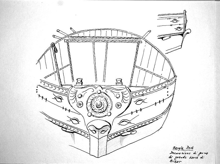 Bangladesh - decorazioni di prua di grande barca Bihar