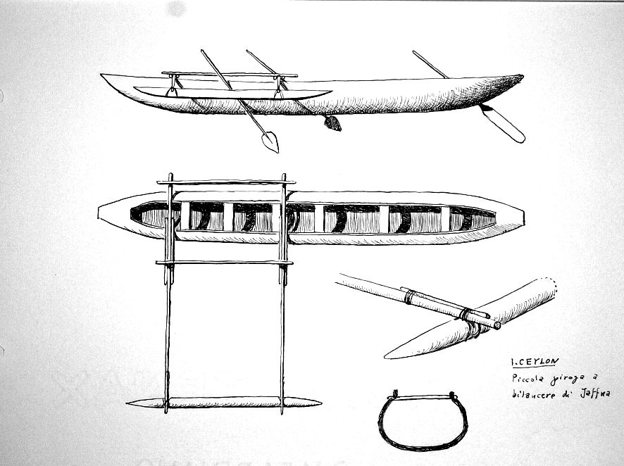 Ceylon - piccola piroga a bilanciere di Jaffna