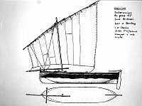  Masciua, imbarcazione da pesca diffusa da Zanzibar a Bombay e a Ceylon. Scafo d'influenza europea e vela araba