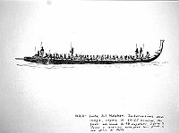  India - Costa del Malabar - Imbarcazione assai lunga, capace di 60-65 uomini, dei quali non meno di 48 vogatori. I primi 3 stanno a cavalcioni sulla prua con i piedi in una specie di staffa