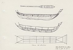 147 Isole Aleutine e Curili - piroga in pelle di foca o di marsuino- schema dell'intelaiatura 