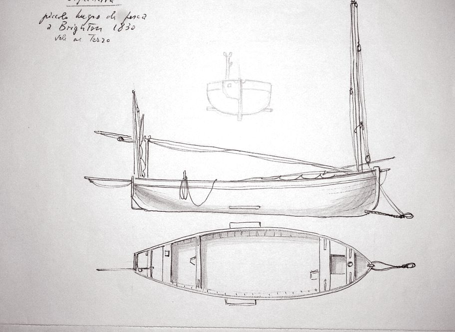 Inghilterra - piccolo (??) da pesca a Brighton, 1830, vele al terzo