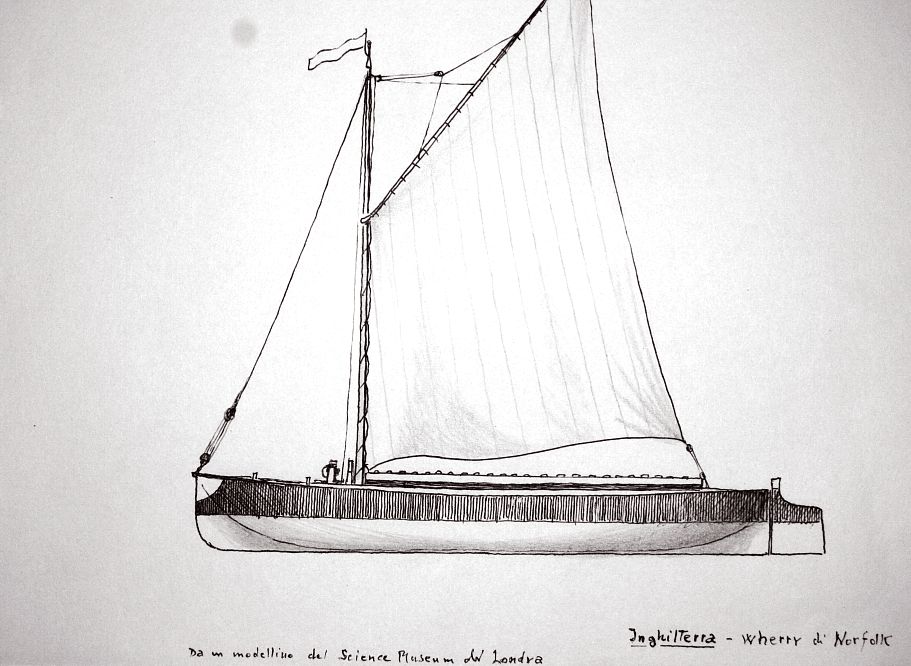 Inghilterra - wherry di Norfolk - da un modellino del Science Museum di Londra