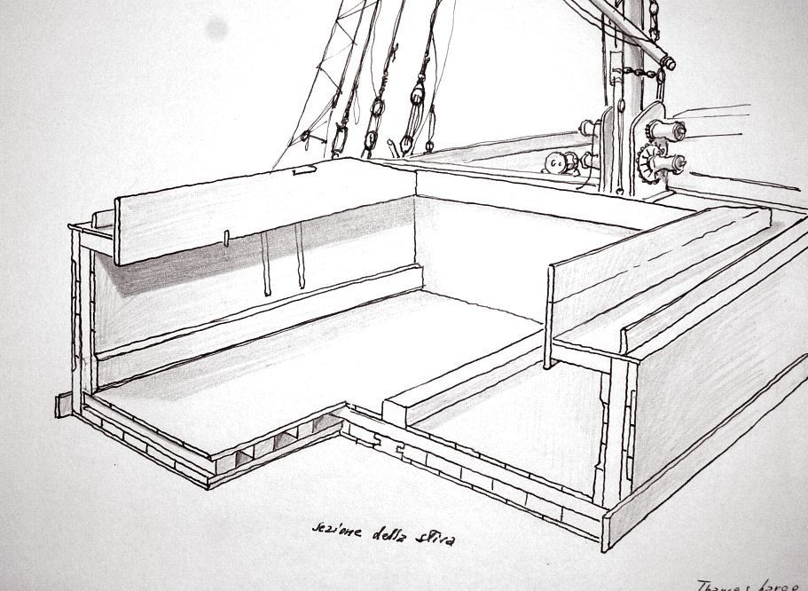 Thames barge - sezione della stiva