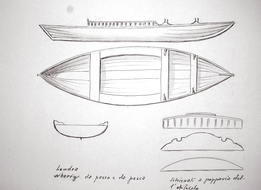 Londra - wherry da passo e da pesca. Schienali a poppavia dell'abitacolo