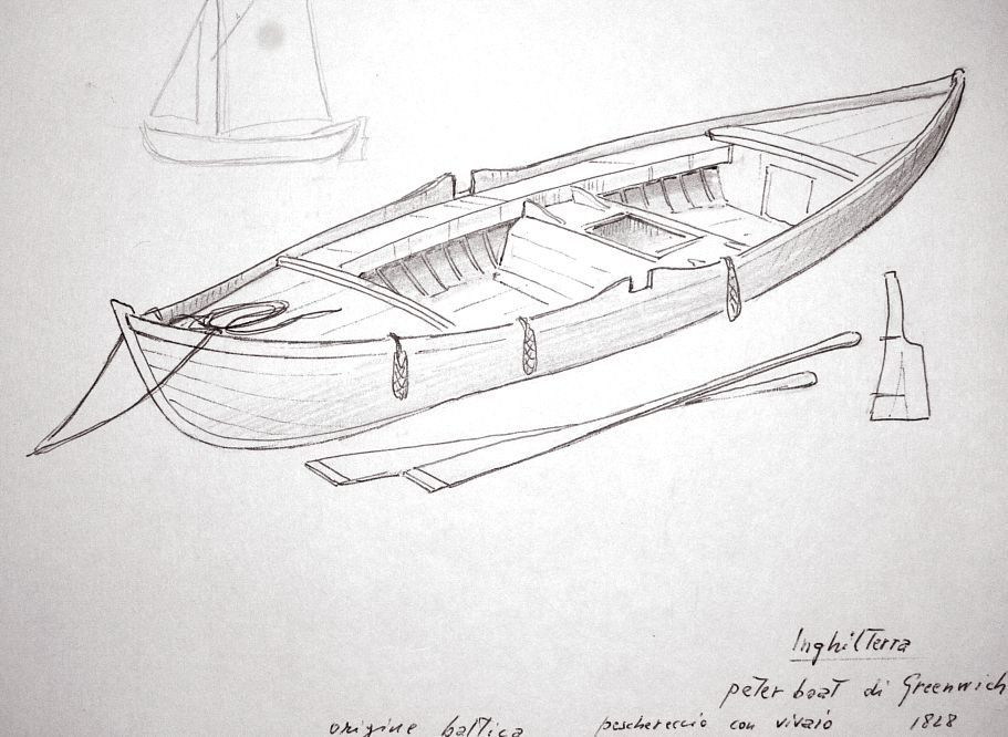 Inghilterra - peter boat di Greenwich - peschereccio con vivaio di origine baltica, 1828