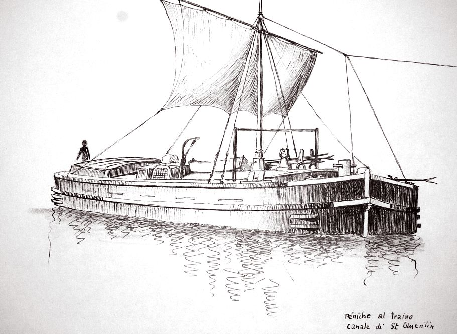 Péniche al traino - Canale di St. Quentin