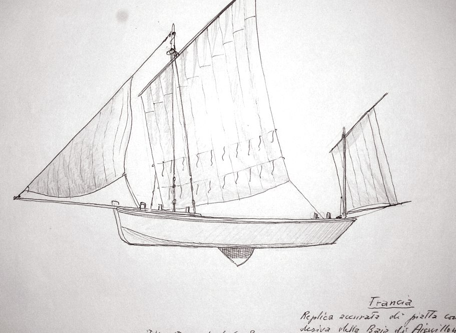 Francia - replica accurata di piatta con deriva della Baia di Aiguillon con vele originali, 1992 - miticultura L da 6 a 9 m