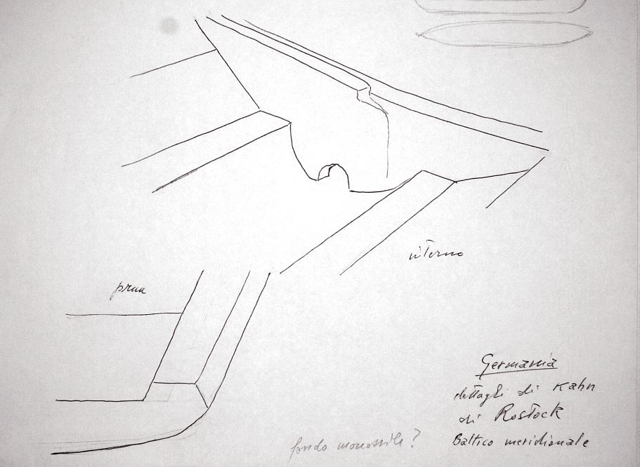 Germania - dettaglio di Kahn di Rostock - Baltico meridionale - fondo monossile? - prua - interno