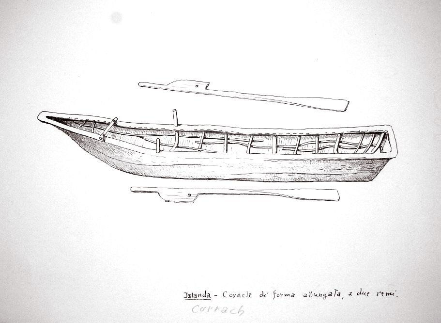 Irlanda - currach di forma allungata, a due remi