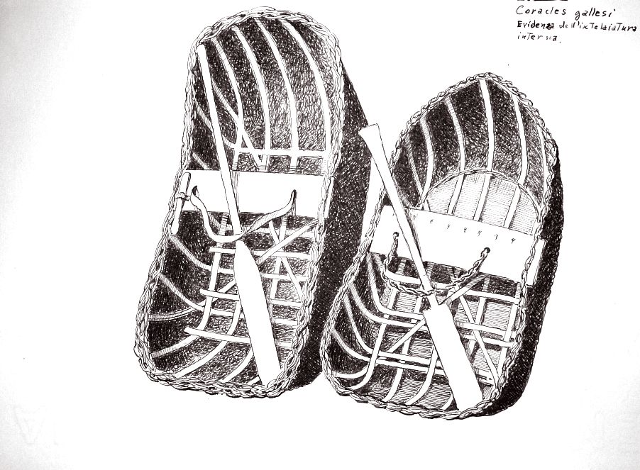 Inghilterra - coracles gallesi - evidenza dell'intelaiatura interna