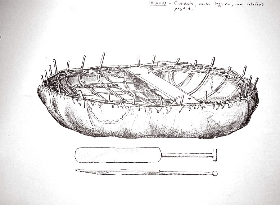Irlanda - curach, molto leggero, con relativa pagaia
