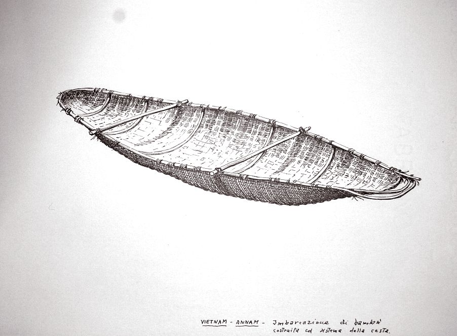 Vietnam - Annam - imbarcazione di bambu' costruita col sistema della cesta