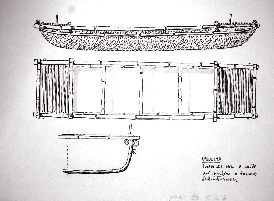 Indocina - imbarcazione a cesta del Tonchino e Annam Settentrionale