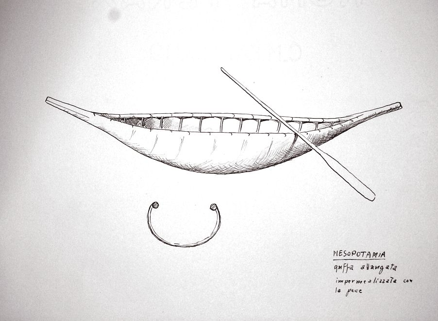 Mesopotamia - quffa allungata impermeabilizzata con la pece