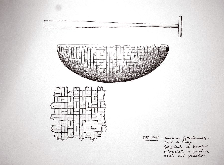 Vietnam - Tonchino Settentrionale - Baia di Along - galleggiante di bambu' intrecciato a paniere usato dai pescatori