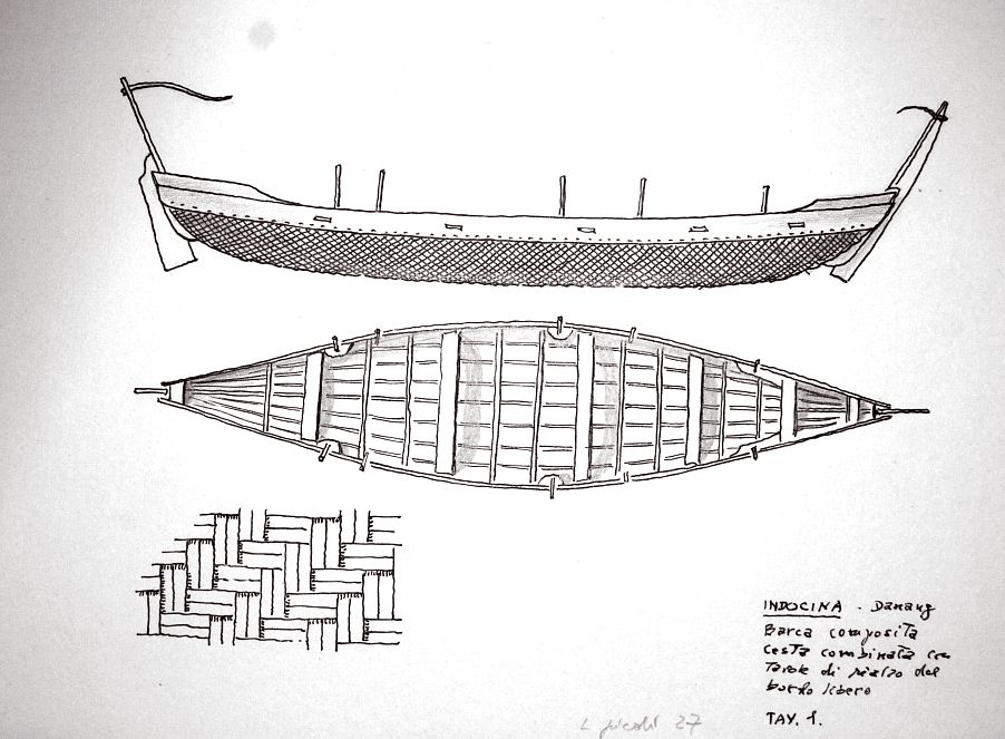 Indocina - Danang - barca composita: cesta combinata con tavole di rialzo del bordo libero. L piedi 27 (Tav.1)