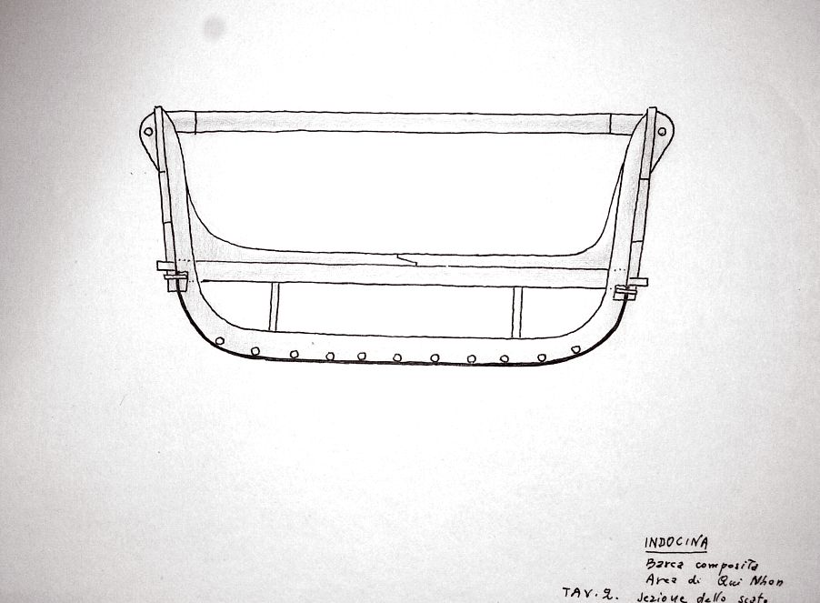 Indocina - barca composita - area di Qui Nhon - sezione dello scafo