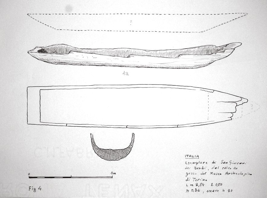 Italia - Esemplare di San Giovanni dei Boschi, dal calco in gesso del Museo Archeologico di Torino - L 2,54  l 0,50  h 0,36  escavo h 0,20