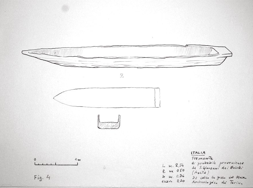 Italia - Piemonte - di probabile provenienza da S. Giovanni dei Boschi (Aosta) - da calco in gesso del Museo Archeologico di Torino - L 2,54  l 0,50  h 0,36 escavo h 0,20