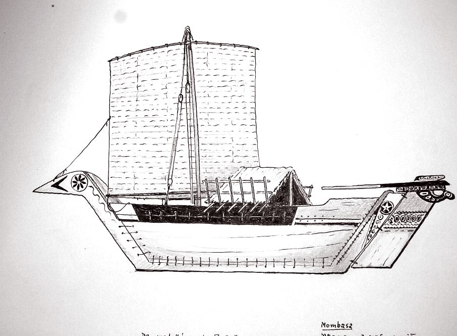 Mombasa - mtepe, a scafo cucito. Da modellino di Fort Jesus