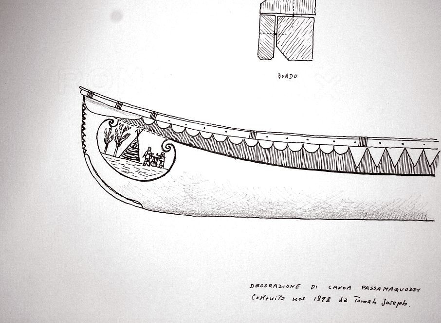 Decorazione di canoa Passamaquoddy costruita nel 1898 da Tomah Joseph