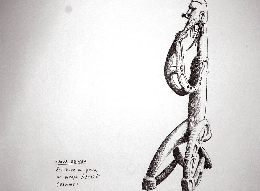 Nuova Guinea - scultura di prua di piroga Asmat (Basilea)