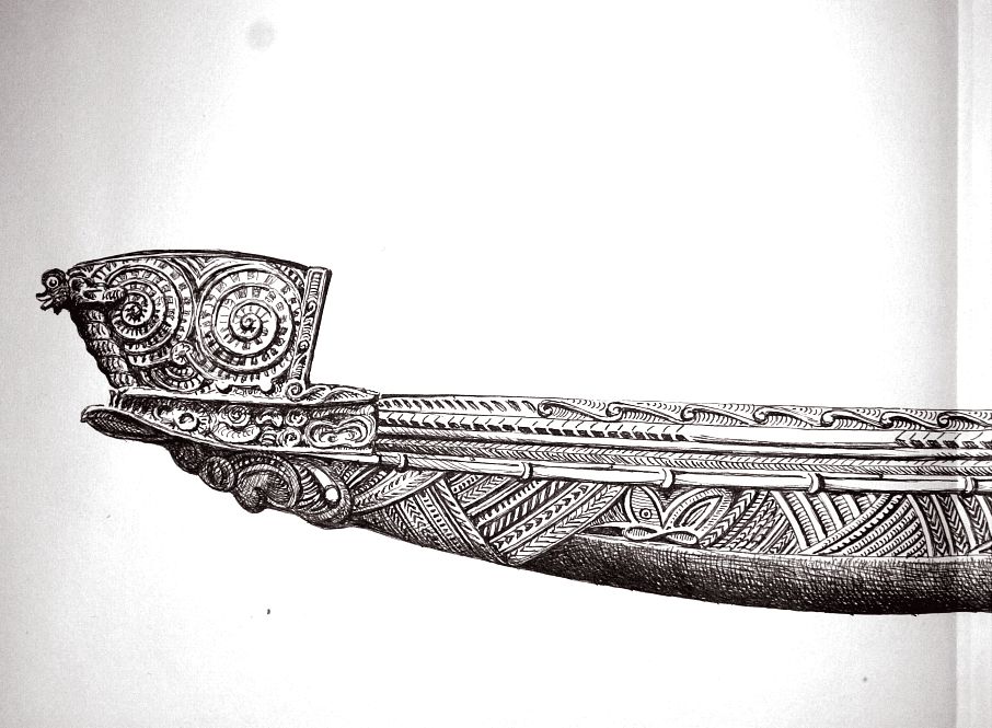 Nuova Zelanda - canotto di legno intagliato. Lunghezza m 2,80  (prima parte)