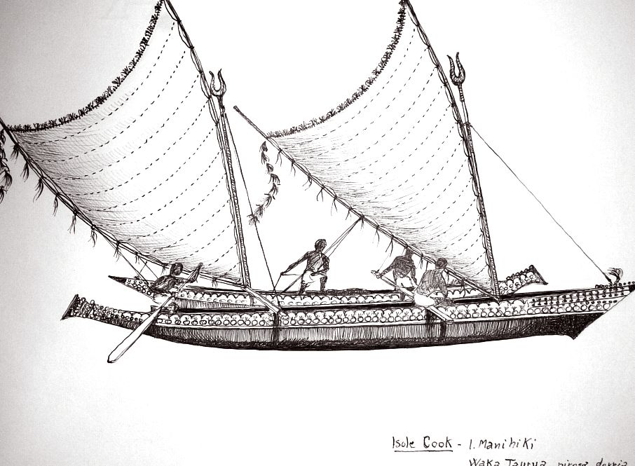 Isole Cook - Isola Mnihiki - waka taurua, piroga doppia